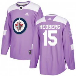 Anders Hedberg Winnipeg Jets Men's Adidas Authentic Purple Fights Cancer Practice Jersey