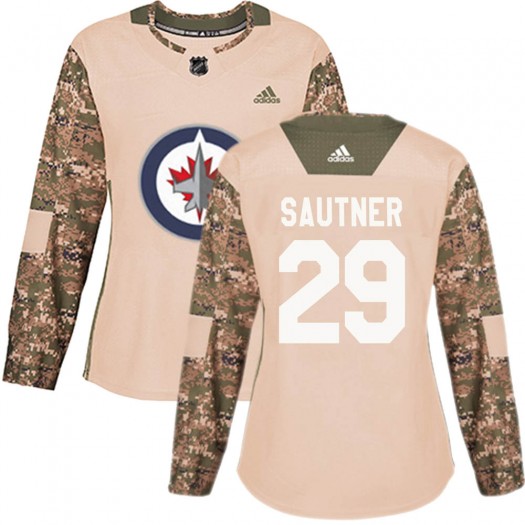 Ashton Sautner Winnipeg Jets Women's Adidas Authentic Camo Veterans Day Practice Jersey