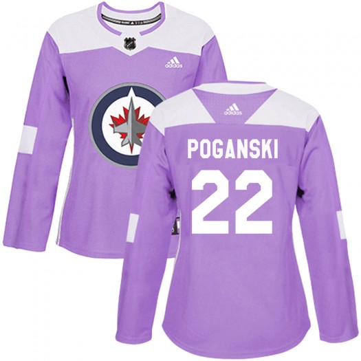Austin Poganski Winnipeg Jets Women's Adidas Authentic Purple Fights Cancer Practice Jersey