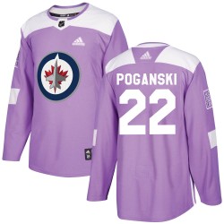 Austin Poganski Winnipeg Jets Youth Adidas Authentic Purple Fights Cancer Practice Jersey