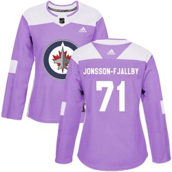 Axel Jonsson-Fjallby Winnipeg Jets Women's Adidas Authentic Purple Fights Cancer Practice Jersey