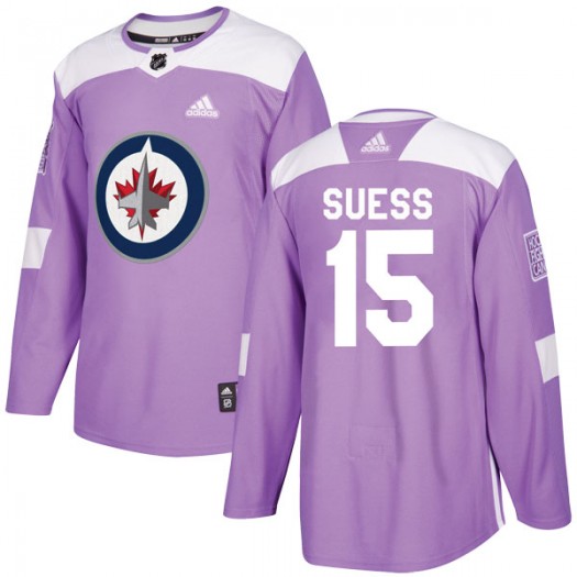 C.J. Suess Winnipeg Jets Youth Adidas Authentic Purple Fights Cancer Practice Jersey
