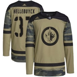 Connor Hellebuyck Winnipeg Jets Men's Adidas Authentic Camo Military Appreciation Practice Jersey
