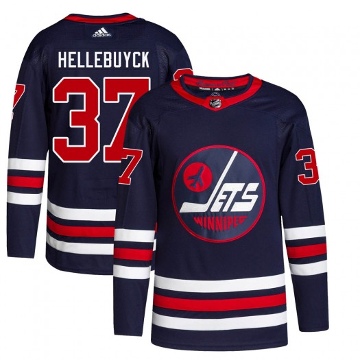Connor Hellebuyck Winnipeg Jets Men's Adidas Authentic Navy 2021/22 Alternate Primegreen Pro Jersey