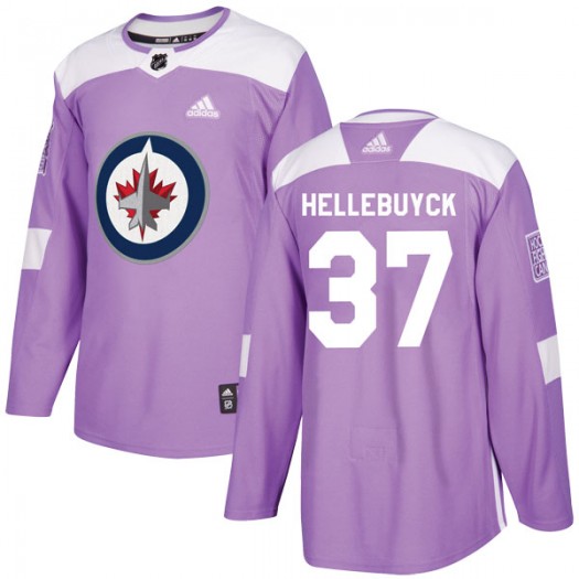 Connor Hellebuyck Winnipeg Jets Men's Adidas Authentic Purple Fights Cancer Practice Jersey