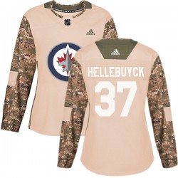 Connor Hellebuyck Winnipeg Jets Women's Adidas Authentic Camo Veterans Day Practice Jersey