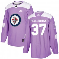 Connor Hellebuyck Winnipeg Jets Youth Adidas Authentic Purple Fights Cancer Practice Jersey