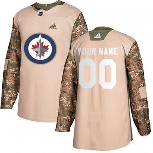 Custom Winnipeg Jets Youth Adidas Authentic Camo Veterans Day Practice Jersey