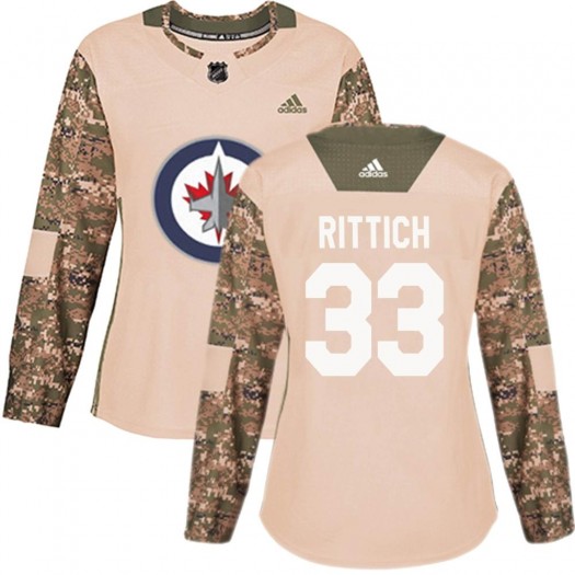 David Rittich Winnipeg Jets Women's Adidas Authentic Camo Veterans Day Practice Jersey