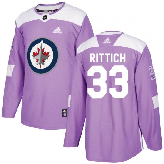 David Rittich Winnipeg Jets Youth Adidas Authentic Purple Fights Cancer Practice Jersey