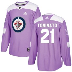 Dominic Toninato Winnipeg Jets Men's Adidas Authentic Purple Fights Cancer Practice Jersey