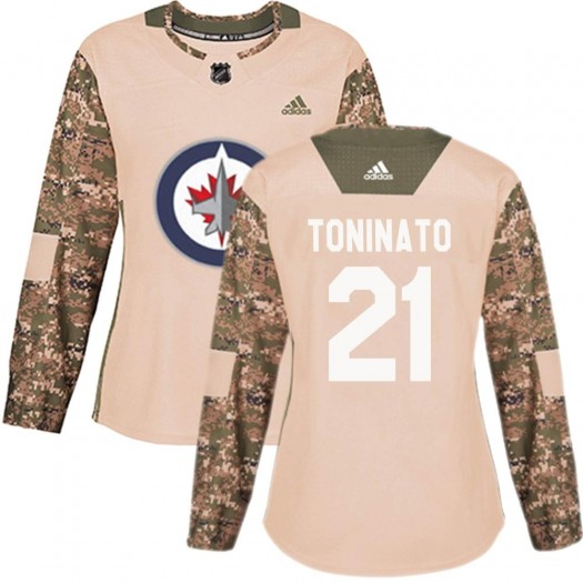 Dominic Toninato Winnipeg Jets Women's Adidas Authentic Camo Veterans Day Practice Jersey