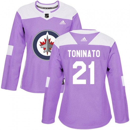 Dominic Toninato Winnipeg Jets Women's Adidas Authentic Purple Fights Cancer Practice Jersey