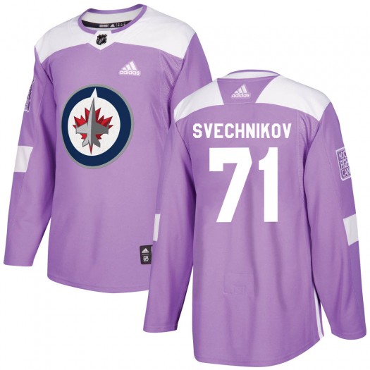 Evgeny Svechnikov Winnipeg Jets Youth Adidas Authentic Purple Fights Cancer Practice Jersey