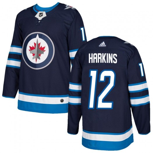 Jansen Harkins Winnipeg Jets Men's Adidas Authentic Navy Home Jersey