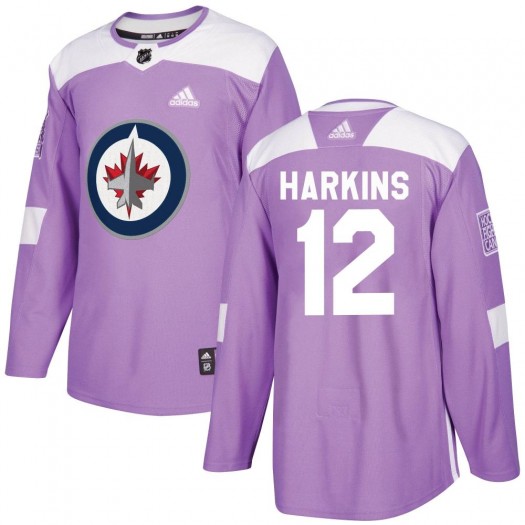 Jansen Harkins Winnipeg Jets Men's Adidas Authentic Purple Fights Cancer Practice Jersey