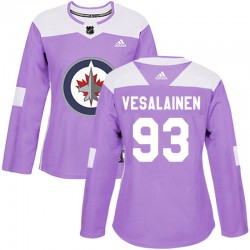 Kristian Vesalainen Winnipeg Jets Women's Adidas Authentic Purple Fights Cancer Practice Jersey