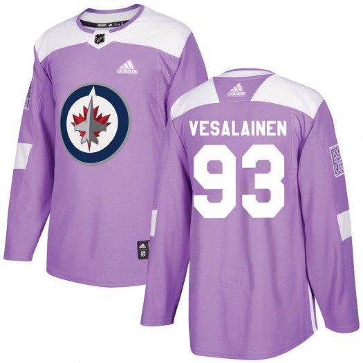 Kristian Vesalainen Winnipeg Jets Youth Adidas Authentic Purple Fights Cancer Practice Jersey