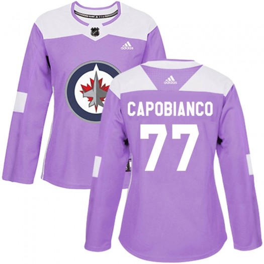 Kyle Capobianco Winnipeg Jets Women's Adidas Authentic Purple Fights Cancer Practice Jersey