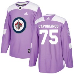 Kyle Capobianco Winnipeg Jets Youth Adidas Authentic Purple Fights Cancer Practice Jersey