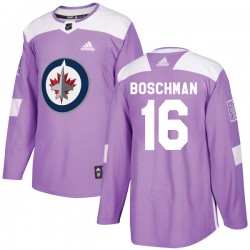 Laurie Boschman Winnipeg Jets Youth Adidas Authentic Purple Fights Cancer Practice Jersey
