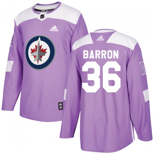 Morgan Barron Winnipeg Jets Men's Adidas Authentic Purple Fights Cancer Practice Jersey