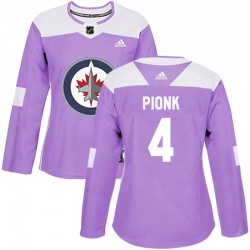 Neal Pionk Winnipeg Jets Women's Adidas Authentic Purple Fights Cancer Practice Jersey