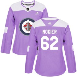 Nelson Nogier Winnipeg Jets Women's Adidas Authentic Purple Fights Cancer Practice Jersey