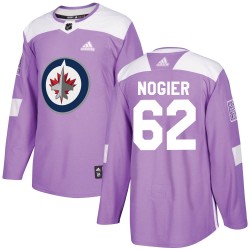 Nelson Nogier Winnipeg Jets Youth Adidas Authentic Purple Fights Cancer Practice Jersey