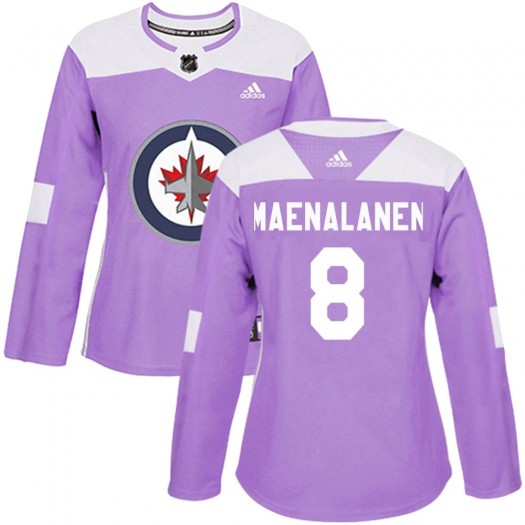 Saku Maenalanen Winnipeg Jets Women's Adidas Authentic Purple Fights Cancer Practice Jersey