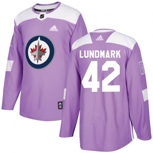 Simon Lundmark Winnipeg Jets Youth Adidas Authentic Purple Fights Cancer Practice Jersey