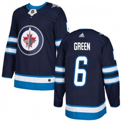 Ted Green Winnipeg Jets Youth Adidas Authentic Green Navy Home Jersey