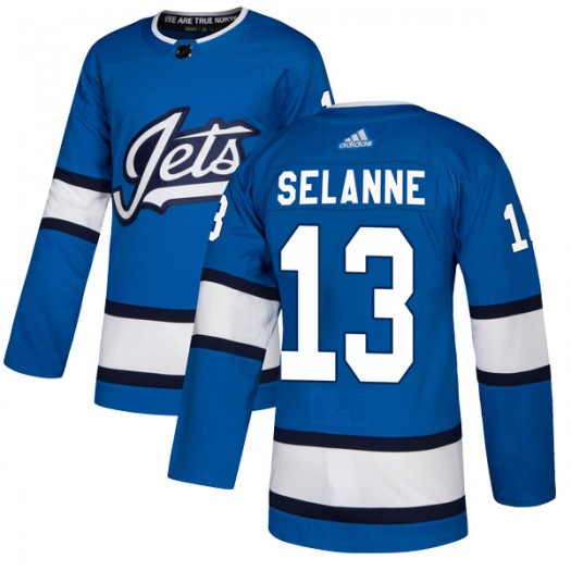 Teemu Selanne Winnipeg Jets Men's Adidas Authentic Blue Alternate Jersey