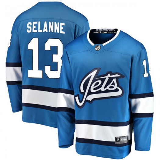 Teemu Selanne Winnipeg Jets Men's Fanatics Branded Blue Breakaway Alternate Jersey