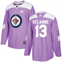 Teemu Selanne Winnipeg Jets Youth Adidas Authentic Purple Fights Cancer Practice Jersey