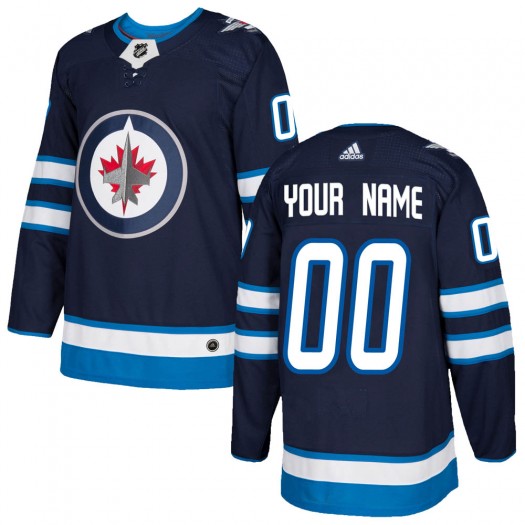 Youth Adidas Winnipeg Jets Customized Authentic Navy Home Jersey