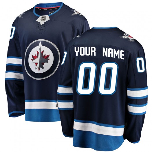 Youth Fanatics Branded Winnipeg Jets Customized Breakaway Blue Home Jersey
