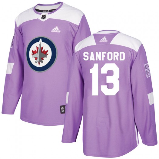Zach Sanford Winnipeg Jets Men's Adidas Authentic Purple Fights Cancer Practice Jersey